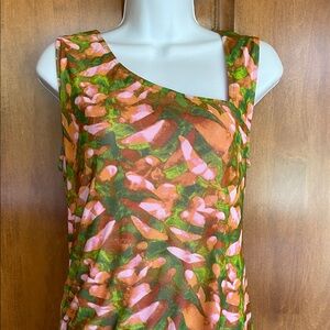 Ingrid & Isabel Pink and Green Asymmetrical Midi Dress, Excellent Cond! Size S